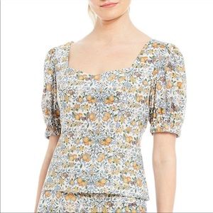 Antonio Melani Liberty Floral Puff Sleeved "Ellie" Top with Sweetheart Neckline